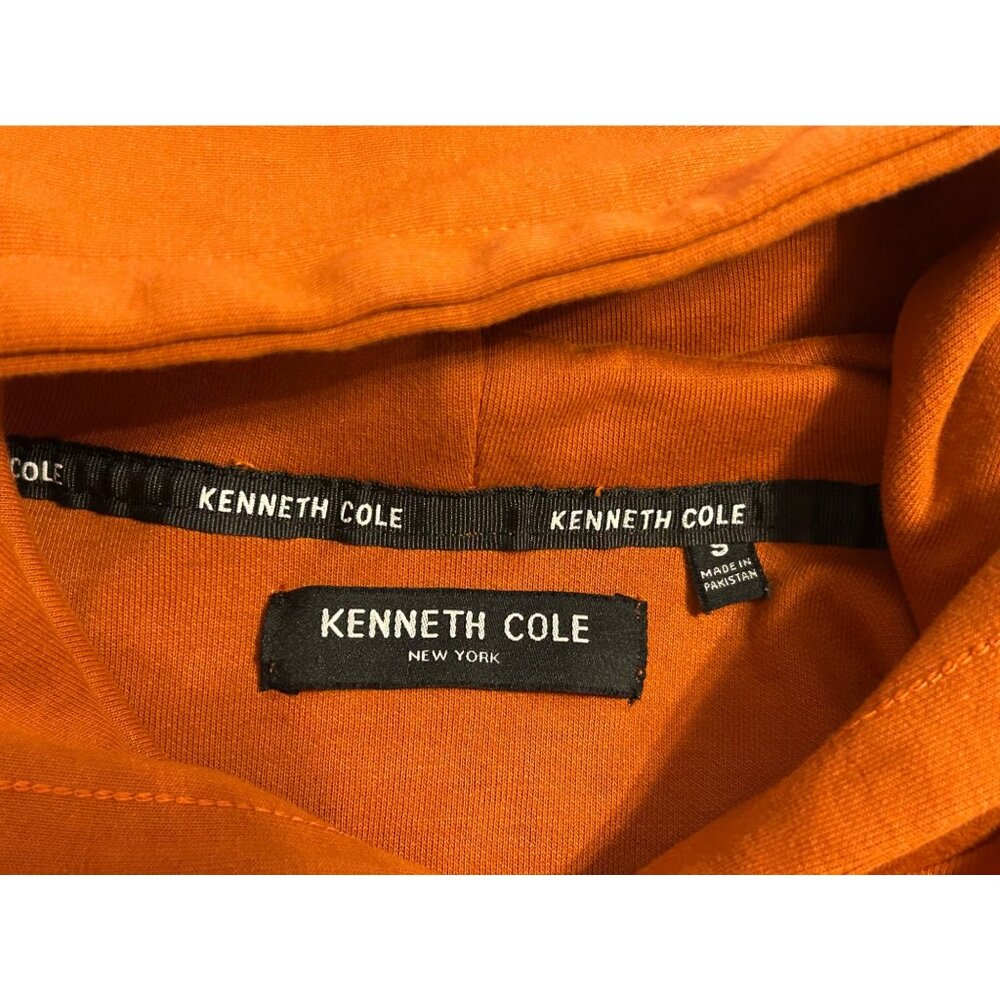 Kenneth Cole Rust Orange Hoodie Sweatshirt w/ White Stripes & Front Pocket Small - Picture 5 of 7